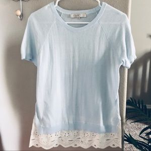 Loft Blue with Lace Top 💙🤍 NWOT